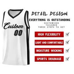 White Black Classic Basketball Jersey 4