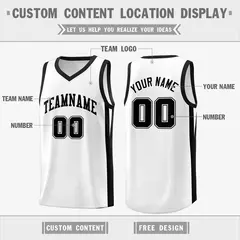 White Black Classic Basketball Jersey 8