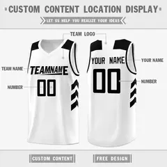 White Black Classic Casual Basketball Jersey for Men 2