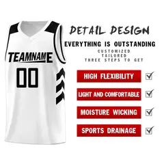 White Black Classic Casual Basketball Jersey for Men 4