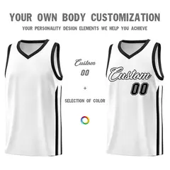 White Black Classic Fashion Sportwear Basketball Jersey 3
