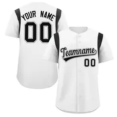White Black Classic Full Button Baseball Jersey