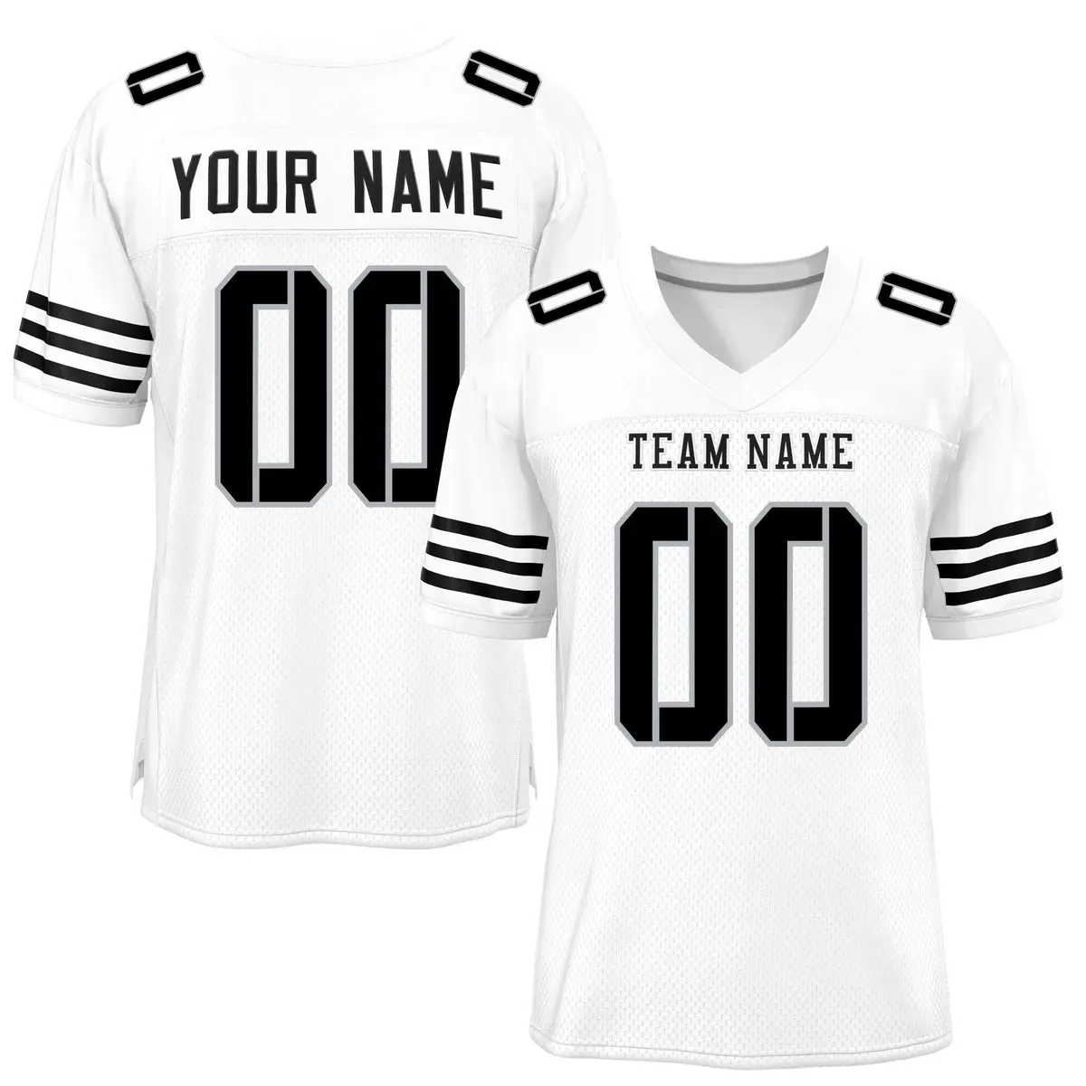 White Black Classic Mesh Authentic Football Jersey