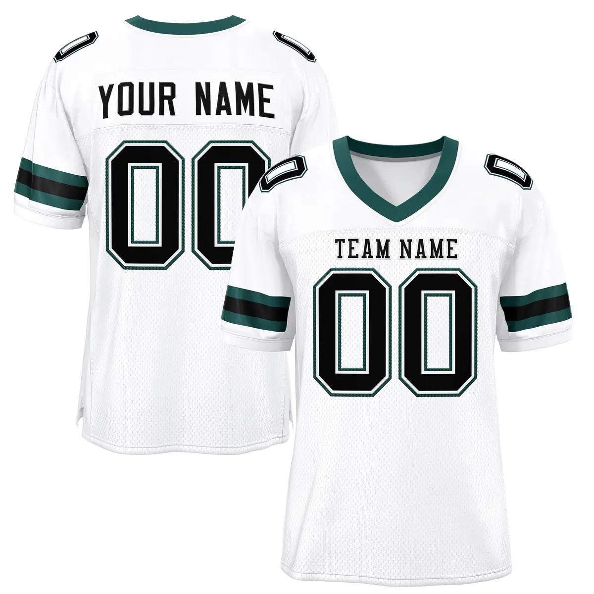 White Black Classic Mesh Authentic Football Jersey