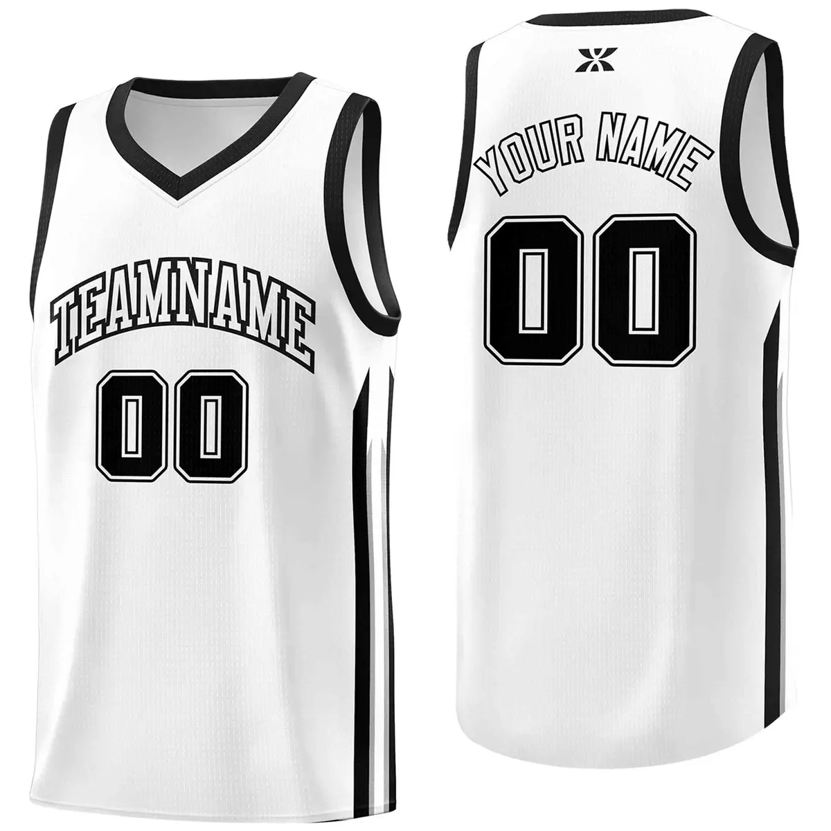 White Black Classic Mesh Basketball Jersey