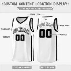 White Black Classic Mesh Basketball Jersey 2