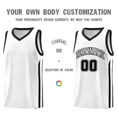 White Black Classic Mesh Basketball Jersey 3