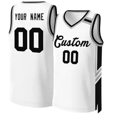White Black Classic Mesh Basketball Jersey 1