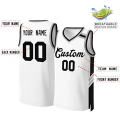 White Black Classic Mesh Basketball Jersey 2