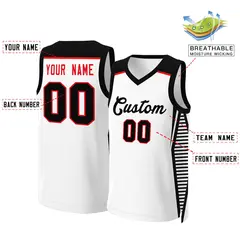 White Black Classic Mesh Basketball Jersey 2