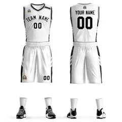 White Black Classic Mesh Basketball Jersey Sets