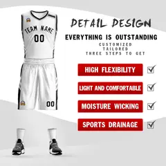 White Black Classic Mesh Basketball Jersey Sets 2