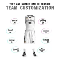 White Black Classic Mesh Basketball Jersey Sets 4
