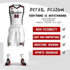 White Black Classic Mesh Basketball Jersey Sets 2