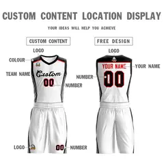 White Black Classic Mesh Basketball Jersey Sets 3