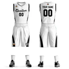 White Black Classic Mesh Basketball Jersey Sets