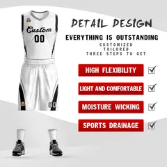 White Black Classic Mesh Basketball Jersey Sets 2