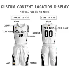 White Black Classic Mesh Basketball Jersey Sets 3