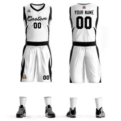 White Black Classic Mesh Basketball Jersey Sets