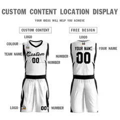 White Black Classic Mesh Basketball Jersey Sets 3