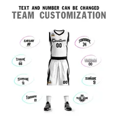 White Black Classic Mesh Basketball Jersey Sets 4