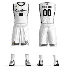 White Black Classic Mesh Basketball Jersey Sets