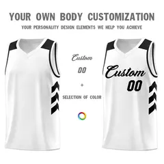 White Black Classic Mesh Sport Basketball Jersey 3