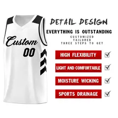 White Black Classic Mesh Sport Basketball Jersey 4