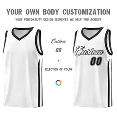 White Black Classic Mesh Sport Basketball Jersey 3