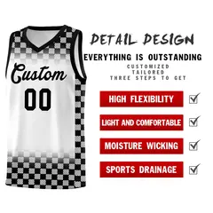 White Black Classic Plaid Basketball Uniform Jersey 2