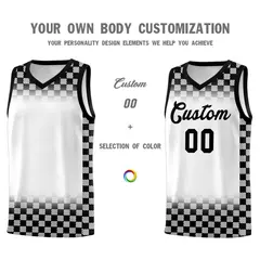 White Black Classic Plaid Basketball Uniform Jersey 3