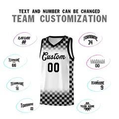 White Black Classic Plaid Basketball Uniform Jersey 4
