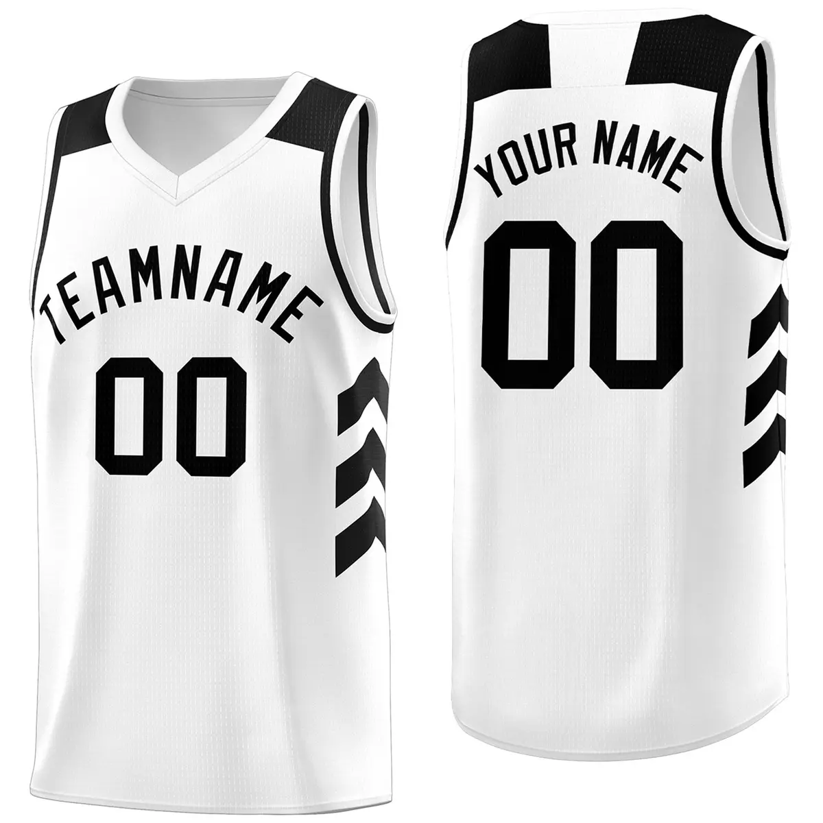 White Black Classic Sport Basketball Jersey
