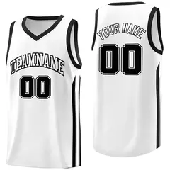 White Black Classic Sport Basketball Jersey