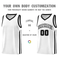 White Black Classic Sport Basketball Jersey 3