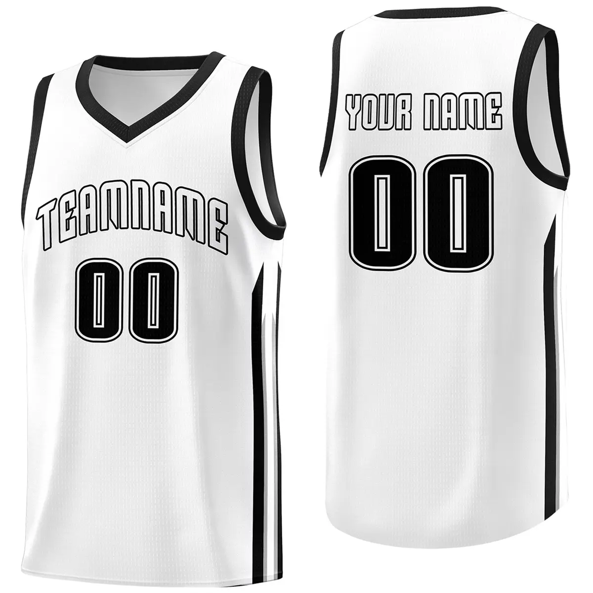 White Black Classic Sport Basketball Jersey