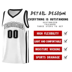 White Black Classic Sport Basketball Jersey 4