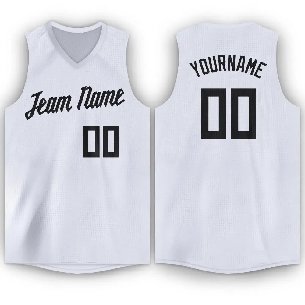 White Black Classic Sport Game Basketball Jersey