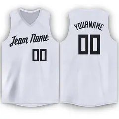 White Black Classic Sport Game Basketball Jersey 1