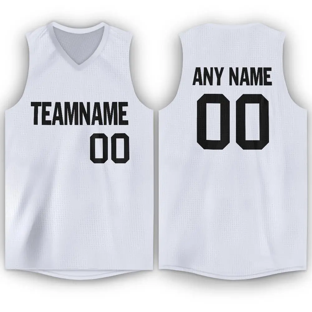 White Black Classic Sport Game Basketball Jersey