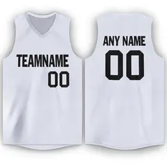 White Black Classic Sport Game Basketball Jersey 1