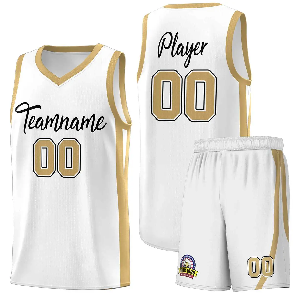 White Black Classic Sports Uniform Basketball Jersey