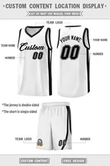 White Black Classic Sports Uniform Basketball Jersey 2