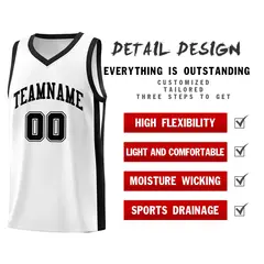 White Black Classic Sports Uniform Basketball Jersey 5