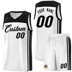 White Black Classic Sports Uniform Basketball Jersey