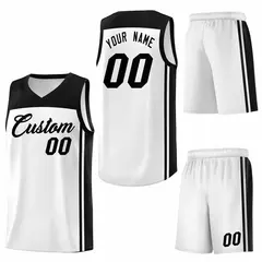 White Black Classic Sports Uniform Basketball Jersey 6