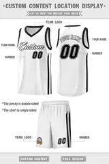 White Black Classic Sports Uniform Basketball Jersey 2