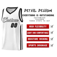 White Black Classic Sports Uniform Basketball Jersey 5