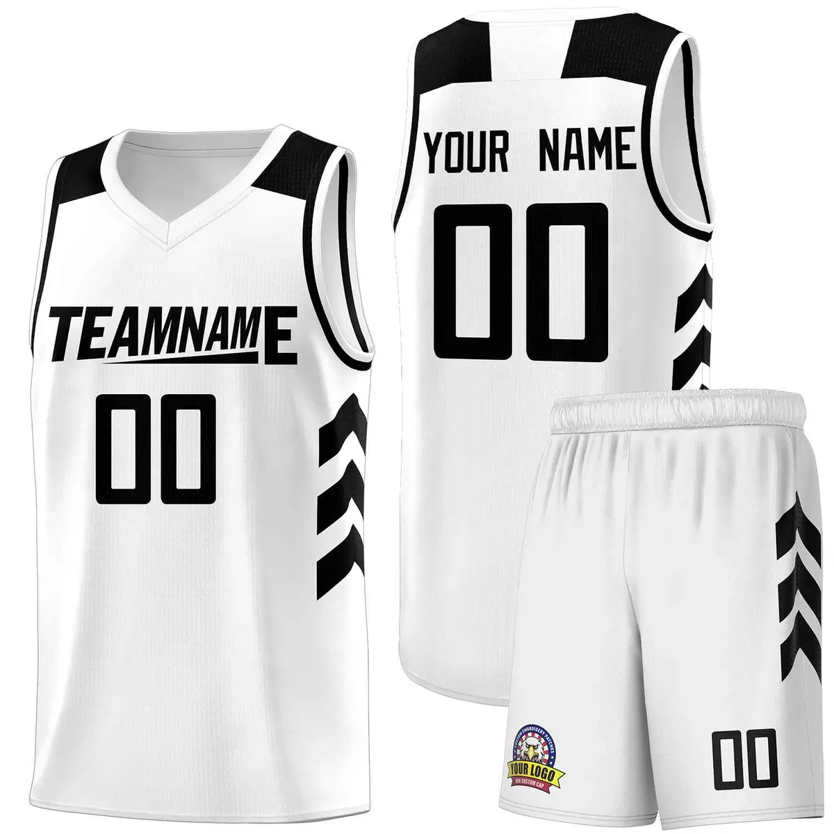 White Black Classic Sports Uniform Basketball Jersey
