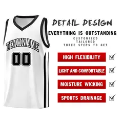 White Black Classic Sports Uniform Basketball Jersey 5